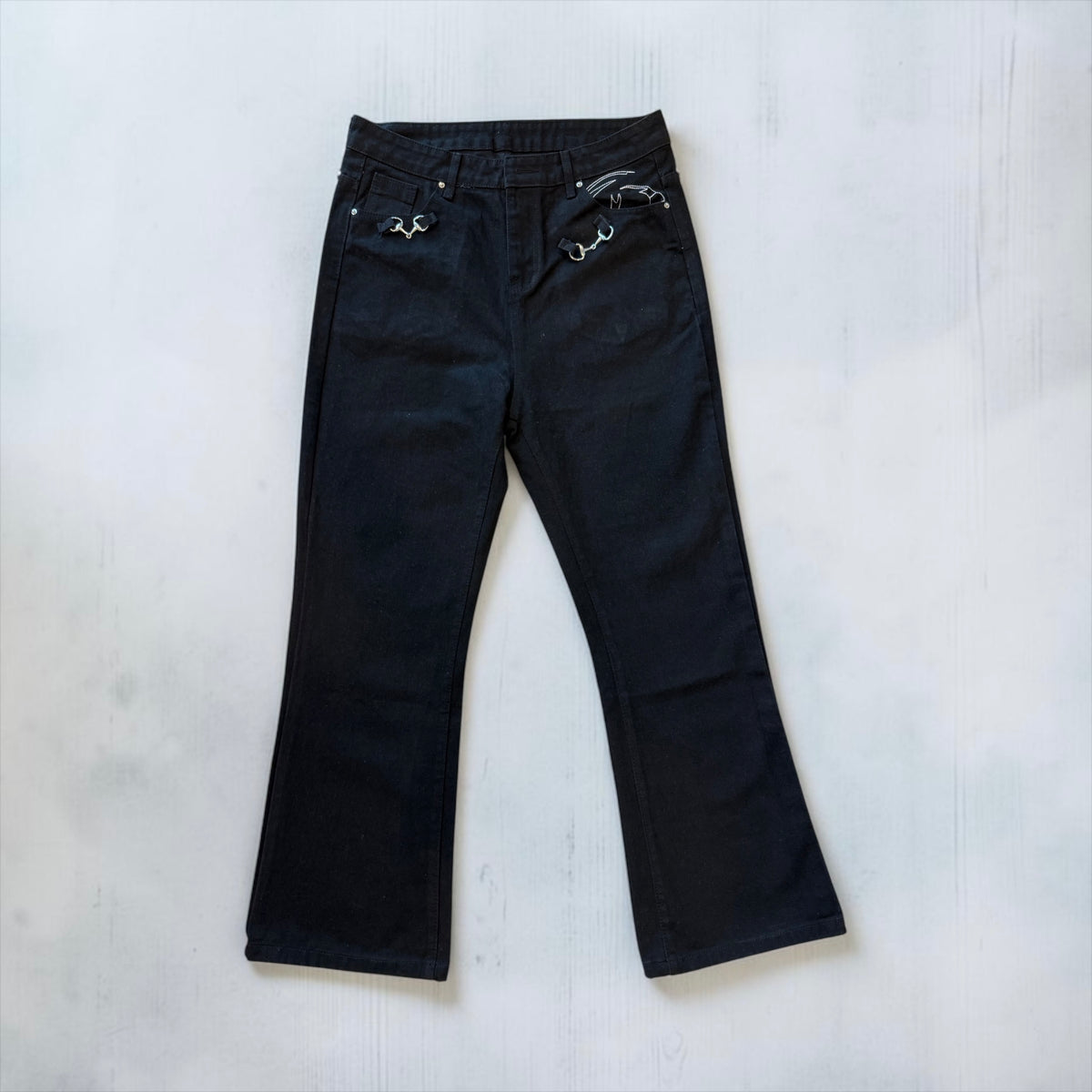 Black Bootcut Chain Denim