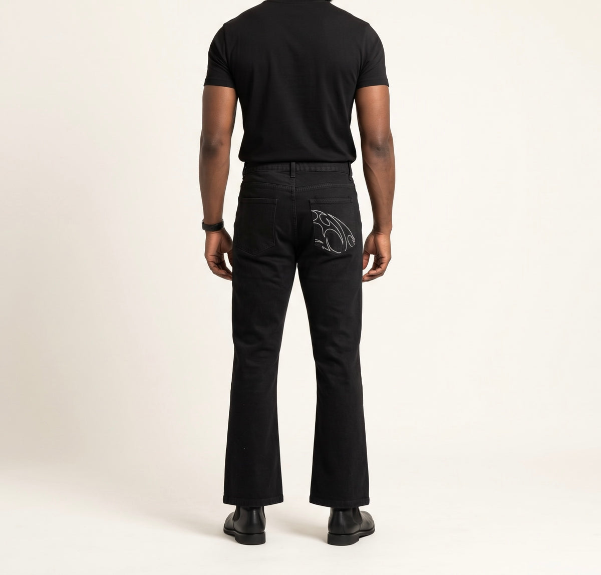 Black Bootcut Chain Denim