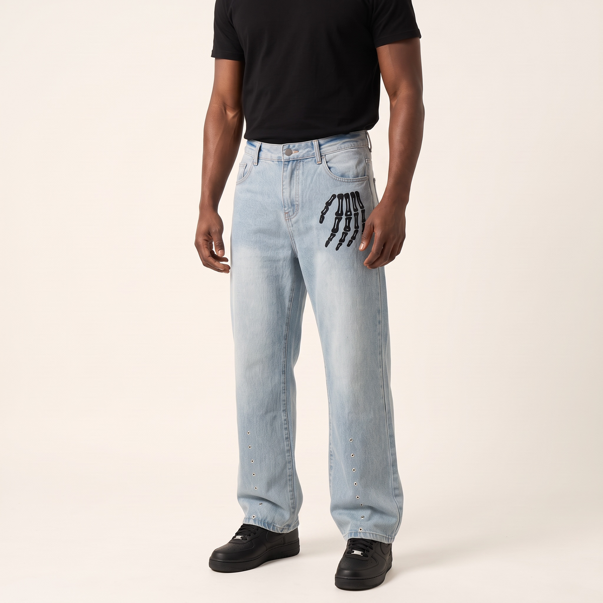 Vintage Wash Wide-Leg Jeans