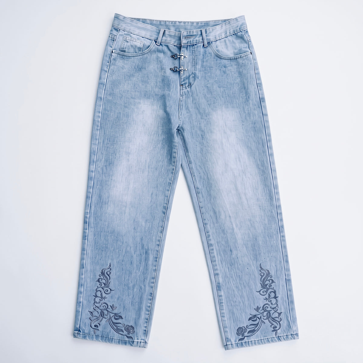 Light Wash Embroidered Jeans