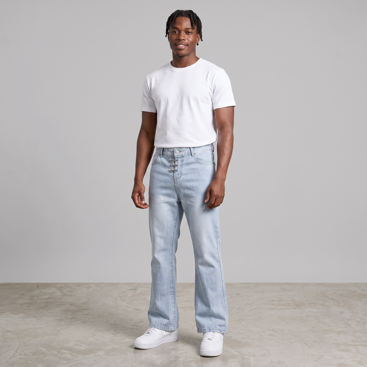 Vintage Wash Hardware Bootcut Jeans